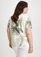 T-shirt chiné à imprimé tropical