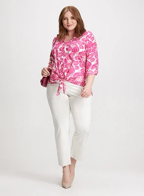 Floral Blouse & Embroidered Jeans