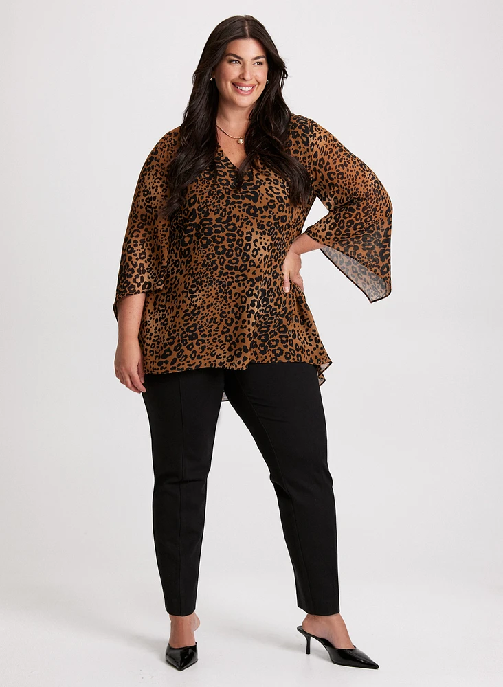 Leopard Print V-Neck Blouse