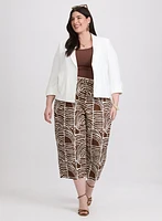 Open Crinkle Jacket & Abstract Linen-Blend Culottes