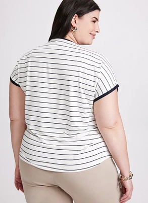 Striped Contrasting Trim T-Shirt