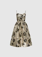 Metallic Floral Print Dress