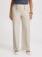 Olivia Button Detail Wide-Leg Pants