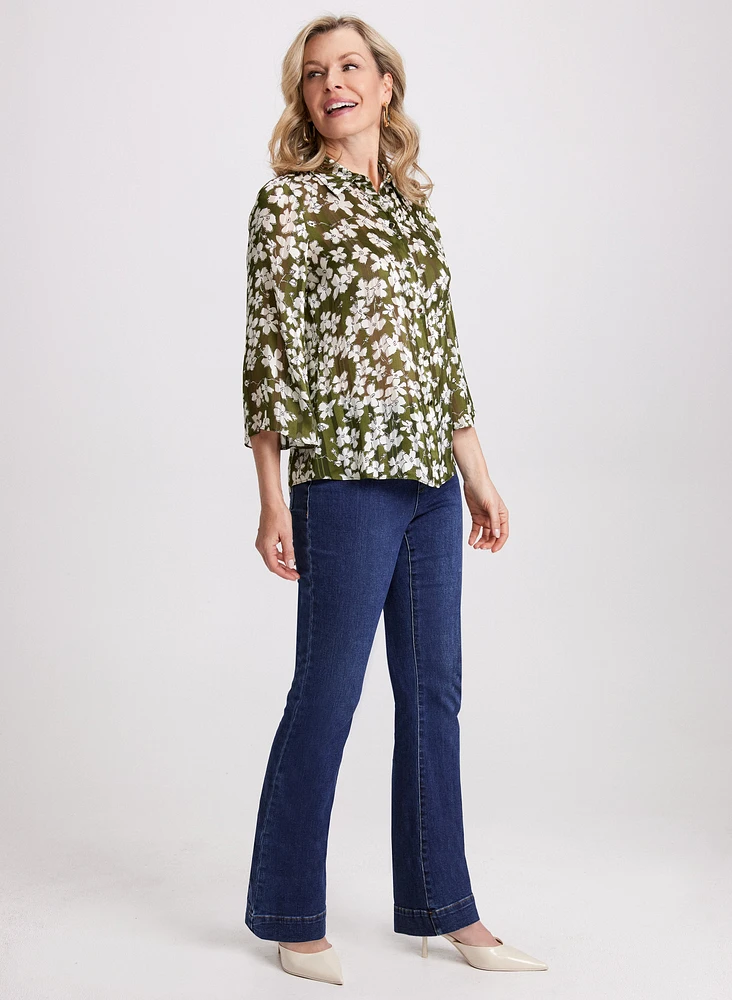 Blouse boutonnée à motif floral