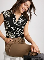 Split Neck Floral Top