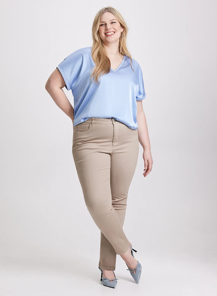 Satin V-Neck Blouse