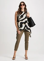 Asymmetric Zebra Blouse & Slim Leg Jeans