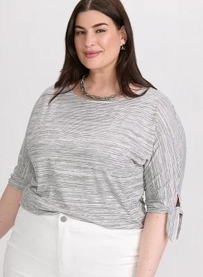 Striped Knot Sleeve T-Shirt