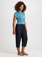 Wide Leg Linen-Blend Capris