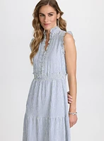 Robe volantée à rayures