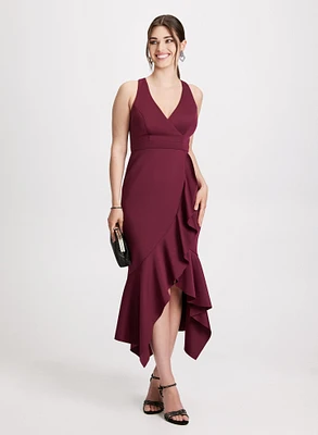 Robe de soirée asymétrique à volant