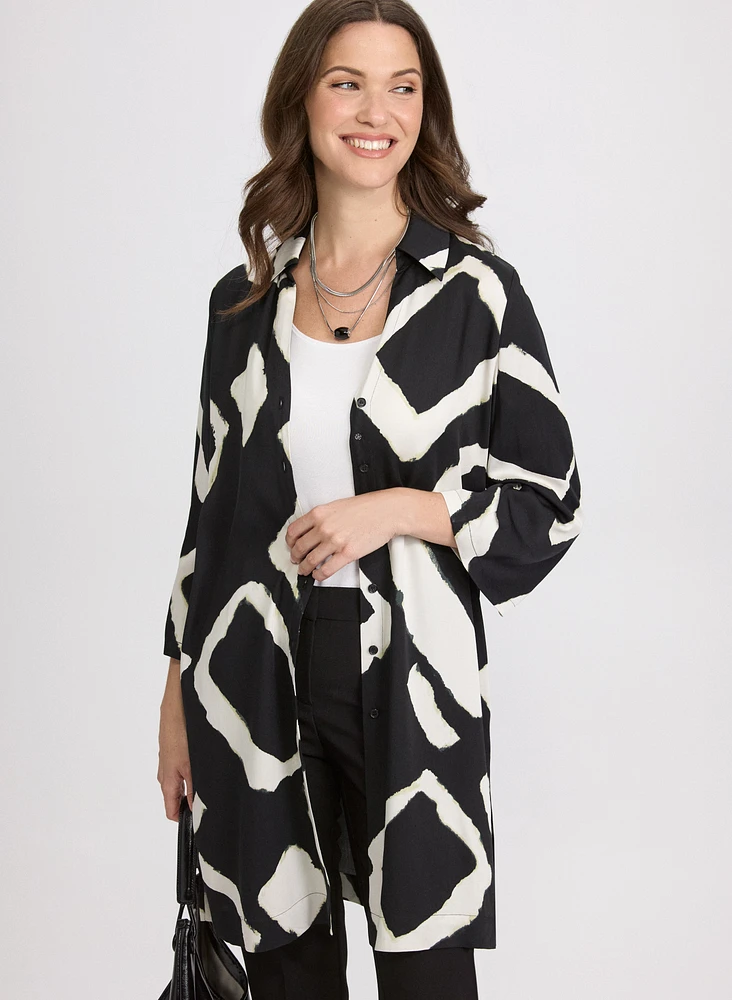 Blouse boutonnée à motif géométrique