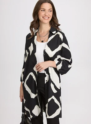 Blouse boutonnée à motif géométrique
