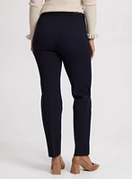 Sofia Vegan Leather Trim Straight-Leg Pants