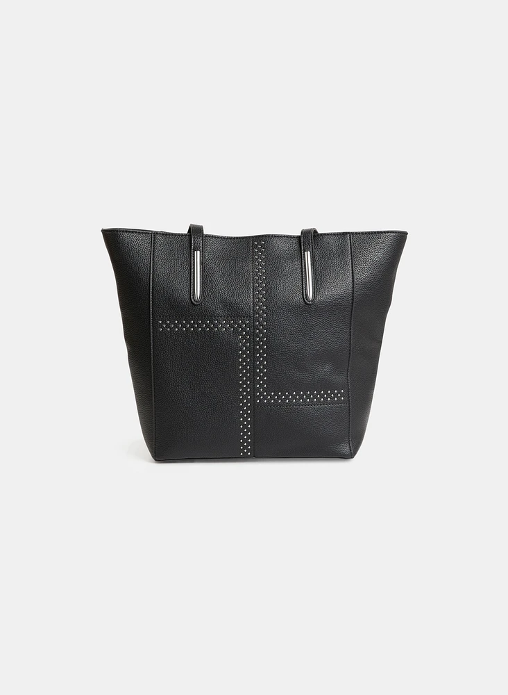 Stud Detail Vegan Leather Tote Bag