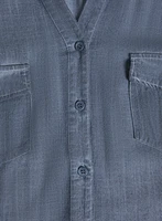 Blouse en mélange de lin hachuré crois