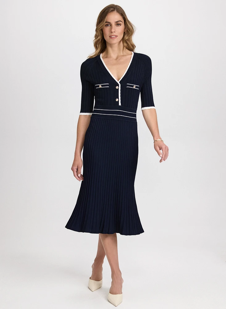 Knit V-Neck Dress