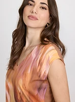 Abstract Cap Sleeve Top