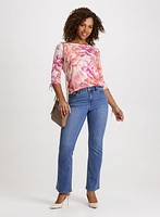 Floral Tee With Tie Sleeves