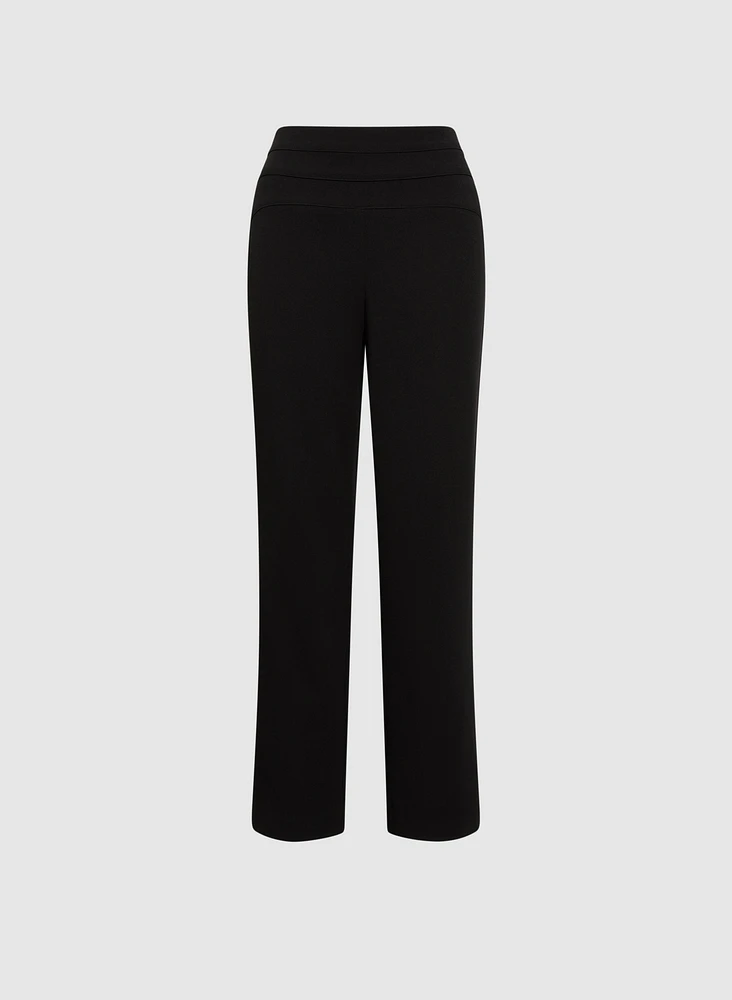 Pantalon Olivia à jambe large surpiqûres – court