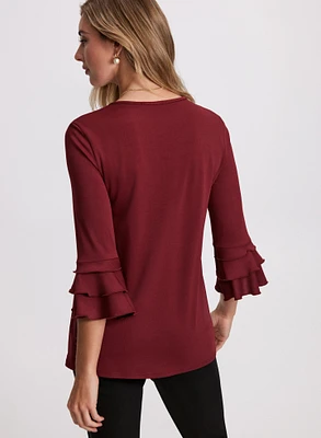 Ruffled 3/4 Sleeve Top