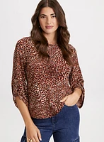 Animal Print Boat Neck Top