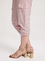 Cropped Drawstring Hem Cargo Pants