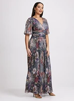 Robe florale métallique