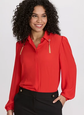 Blouse à pampilles métalliques
