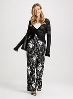 Pointelle Cardigan & Floral Wide Leg Pants