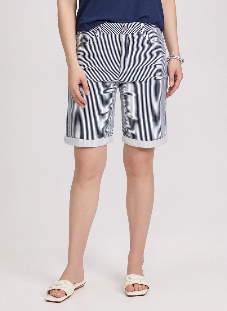 Striped Jean Shorts