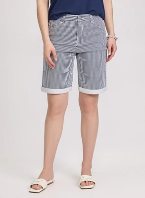 Striped Jean Shorts