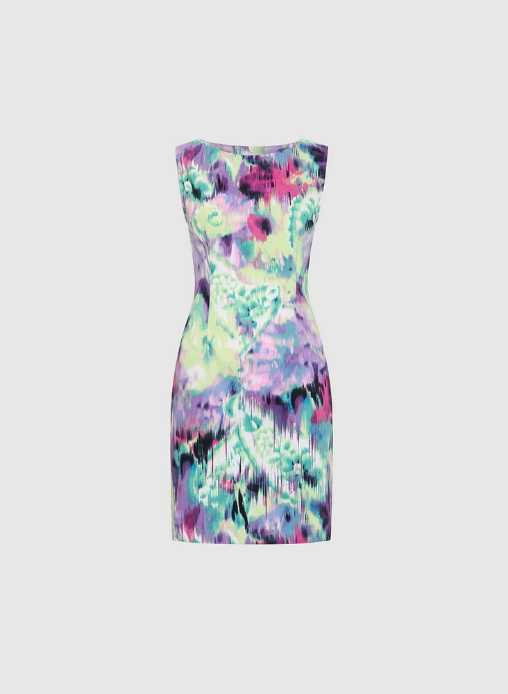 Abstract Floral Sheath Dress