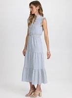 Robe volantée à rayures