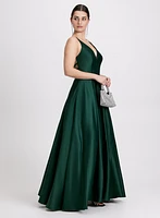 Plunge Neck Ballgown Dress