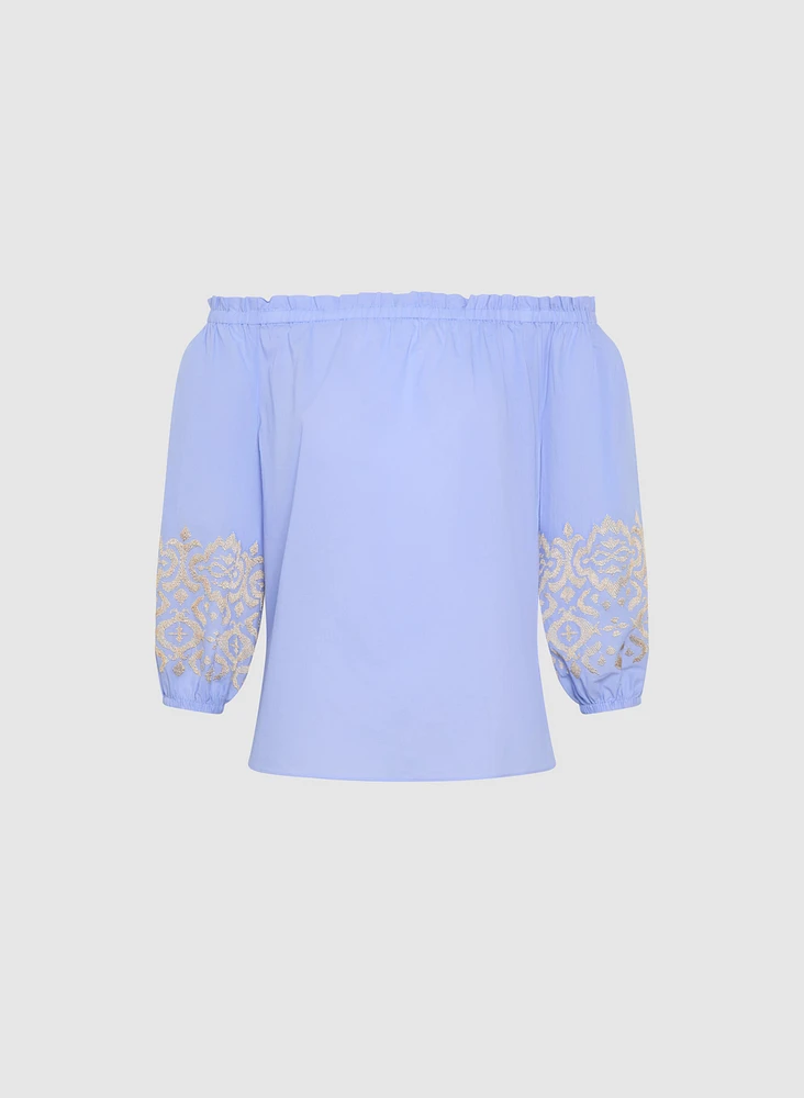 Embroidered Off-Shoulder Blouse
