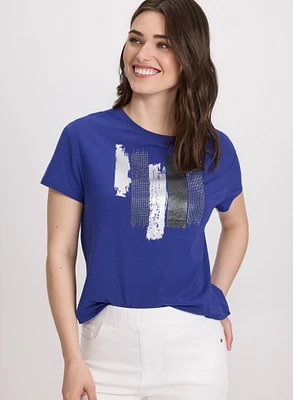 T-shirt à coups de pinceau métalliques