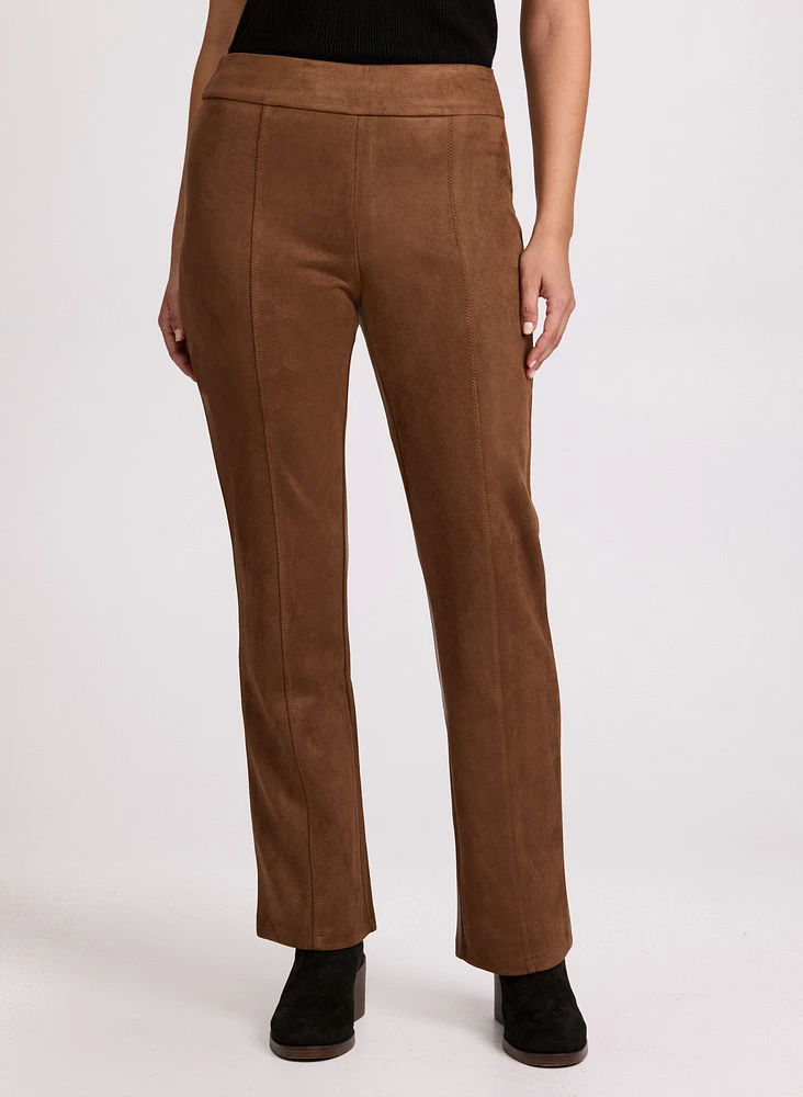 Pantalon droit en faux suède