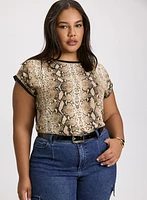 Snake Print Cap Sleeve Top