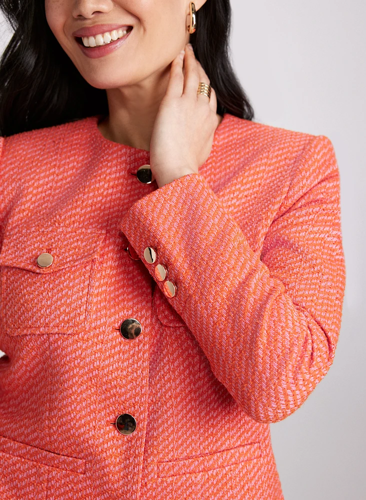 Bouclé Button-Down Jacket