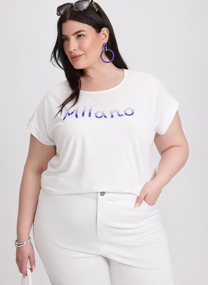 T-shirt à texte en mélange de coton