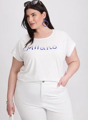 T-shirt à texte en mélange de coton