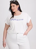 T-shirt à texte en mélange de coton