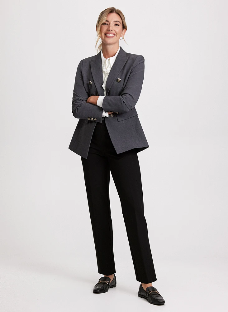 Rosette Detail Blazer & Pull-On Slim Leg Pants