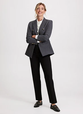 Rosette Detail Blazer & Pull-On Slim Leg Pants