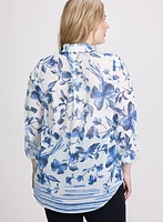 Blouse florale en chiffon boutonnée