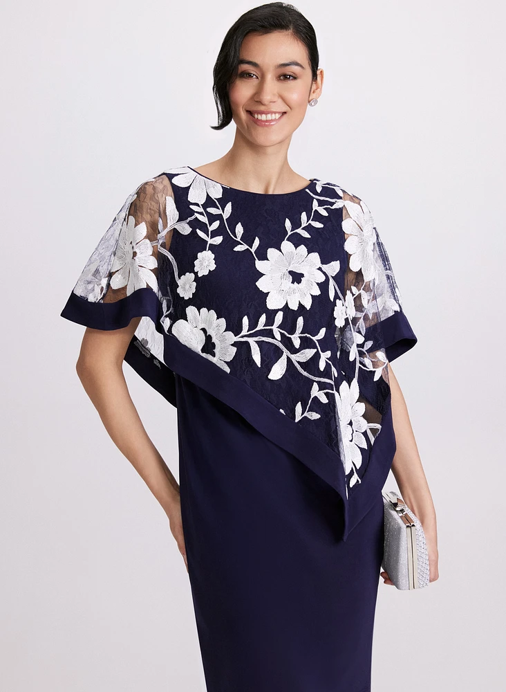 Floral Capelet Sheath Dress