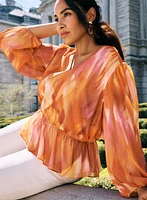 Abstract Peplum Blouse