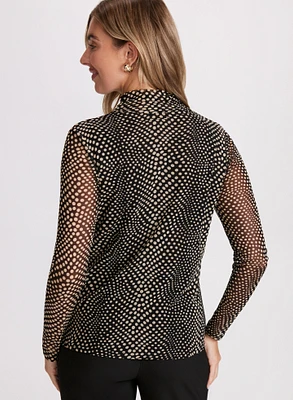 Dotted Mock Neck Top