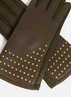 Studded Vegan Leather Gloves